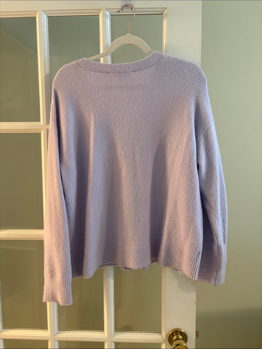 LOFT Soft Lavender V-Neck Button Cardigan - Picture 3 of 3